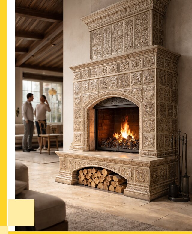 Купить изразцовый камин в Южном-Сахалинске от 258275 р. | ЭриданЮжн