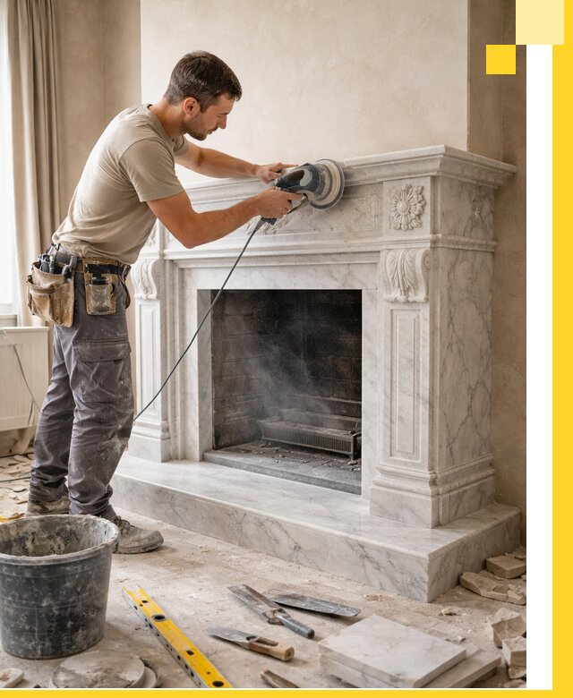 Изготовление и установка мраморных каминов в Южном-Сахалинске под ключ