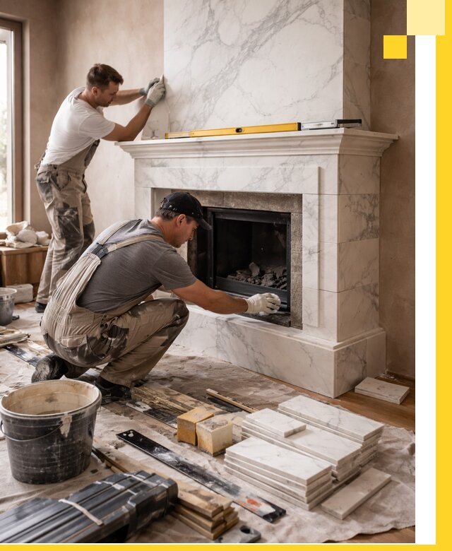 Отделка каминов в Южном-Сахалинске качественные облицовочные работы