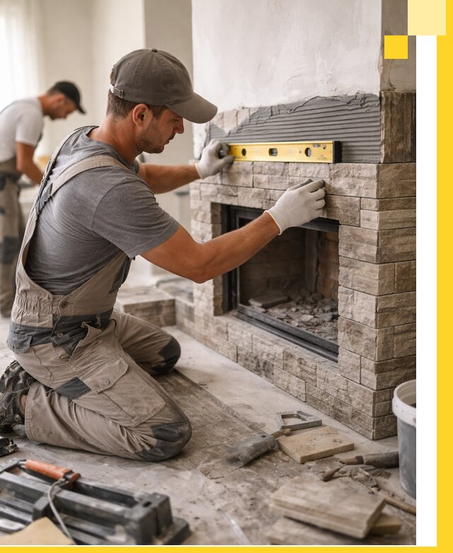 Облицовка каминов в Южном-Сахалинске, монтаж и отделка натуральным камнем