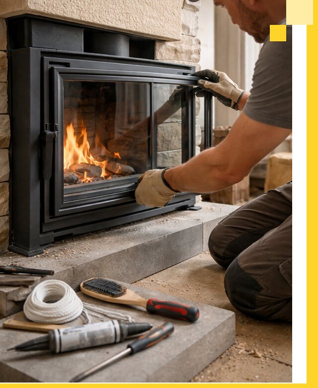 Производство, монтаж и доставка каминов со стеклом в Южном-Сахалинске