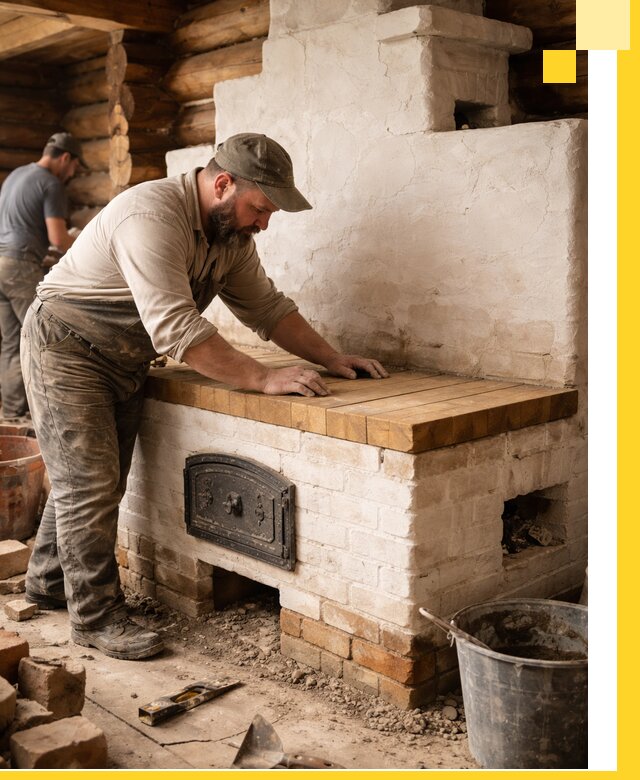 Проектирование и установка русской печи с лежанкой в Южном-Сахалинске