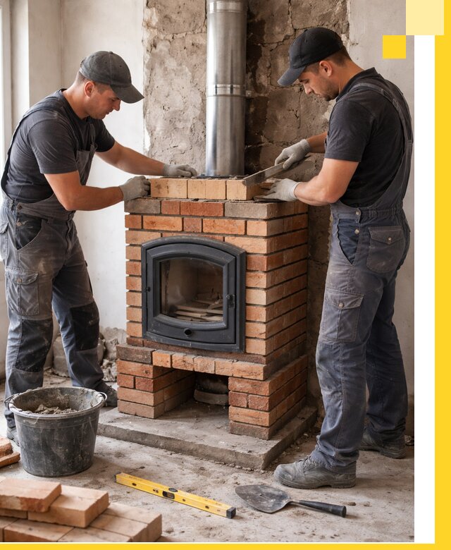 Монтаж печи камина под ключ в Южном-Сахалинске с гарантией и пусконаладкой