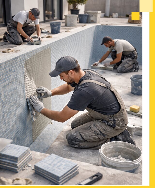 Облицовка бассейнов в Южном-Сахалинске плитка мозаика гидроизоляция