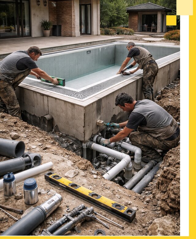 Строительство переливных бассейнов в Южном-Сахалинске под ключ