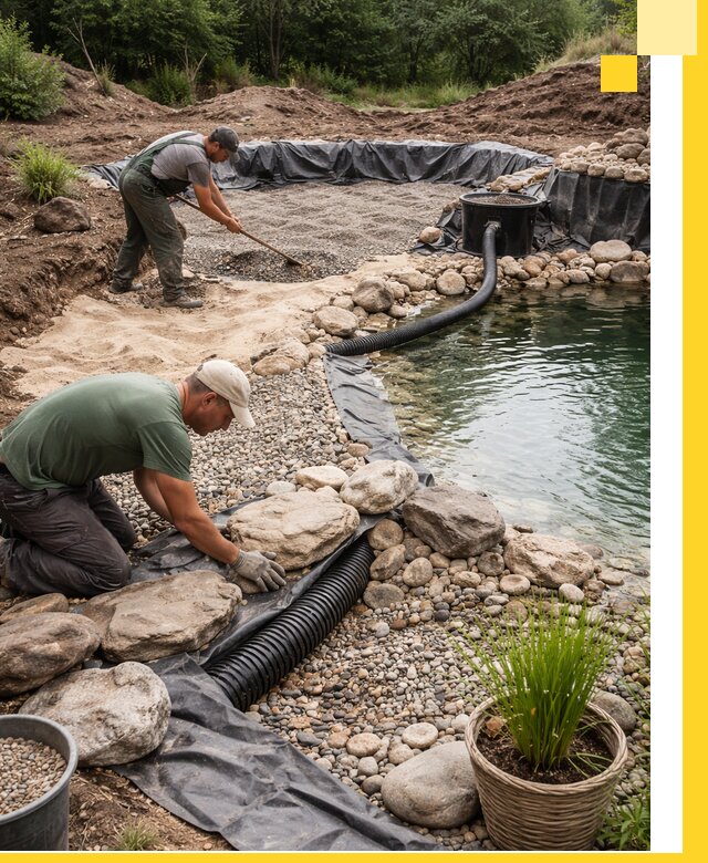 Строительство природных бассейнов и озер в Южном-Сахалинске под ключ