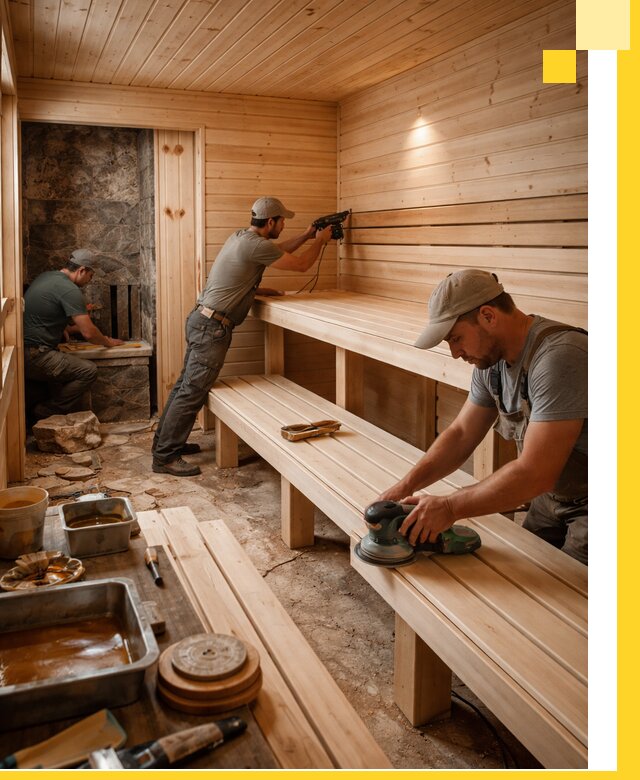 Профессиональная отделка бань в Южном-Сахалинске под ключ, с гарантией