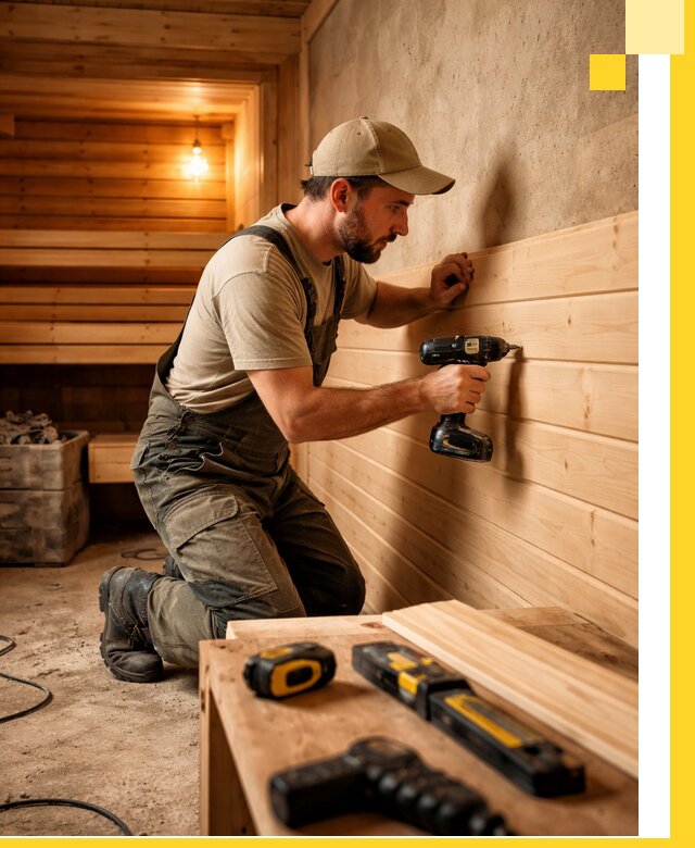 Профессиональная внутренняя отделка бани в Южном-Сахалинске под ключ