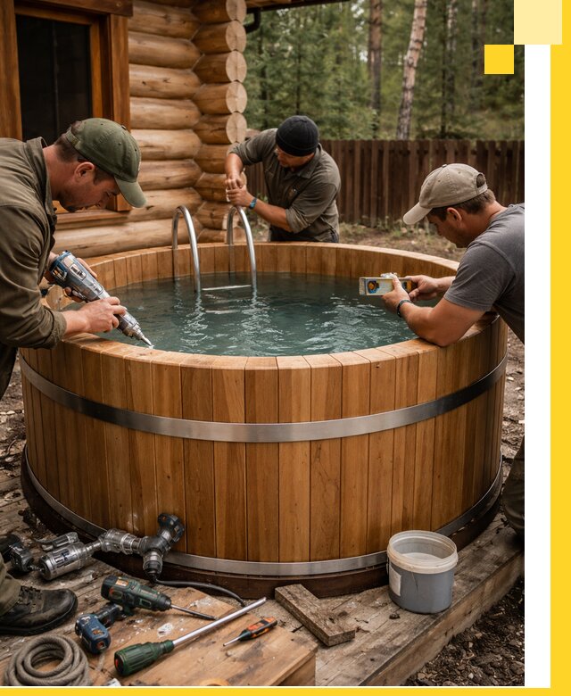 Строительство бань с купелью под ключ и отделкой в Южном-Сахалинске