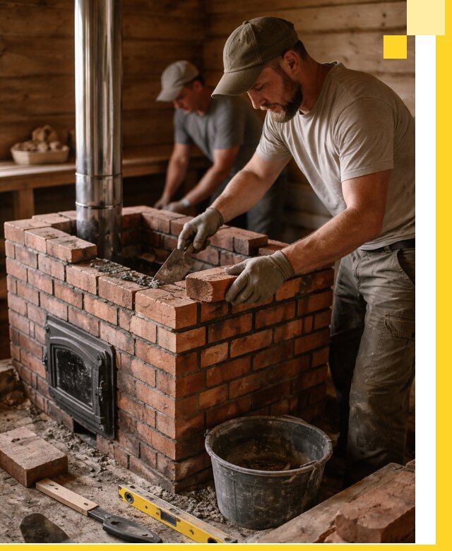 Кирпичные печи для бани под ключ в Южном-Сахалинске, проект и монтаж