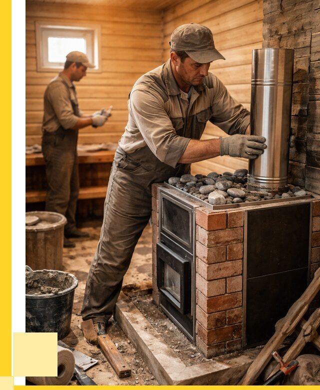 Монтаж печи в бане под ключ в Южном-Сахалинске от 20662 р. | ЭриданЮжн