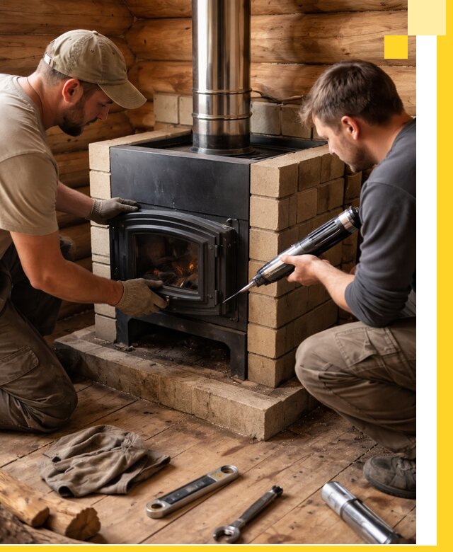 Монтаж и установка печи в бане под ключ с гарантией в Южном-Сахалинске