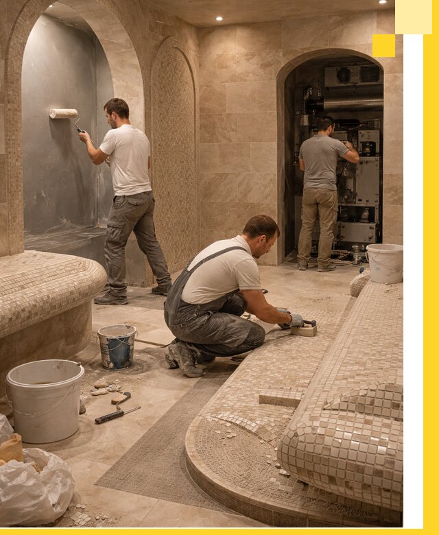 Строительство бани с хамамом и бассейном под ключ в Южном-Сахалинске