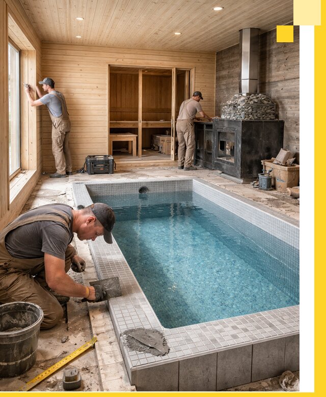 Проект бани с бассейном и сауной в Южном-Сахалинске под ключ