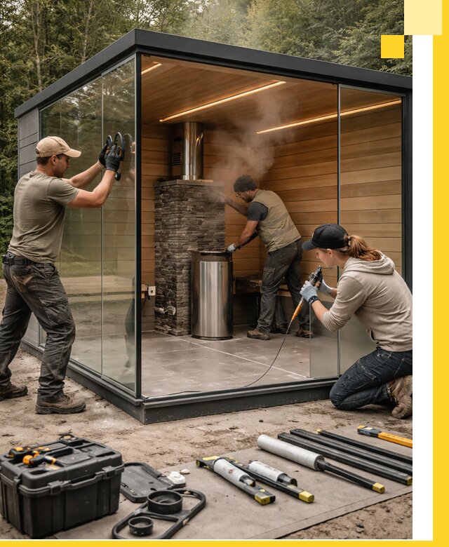 Проектирование и строительство стеклянных бань в Южном-Сахалинске