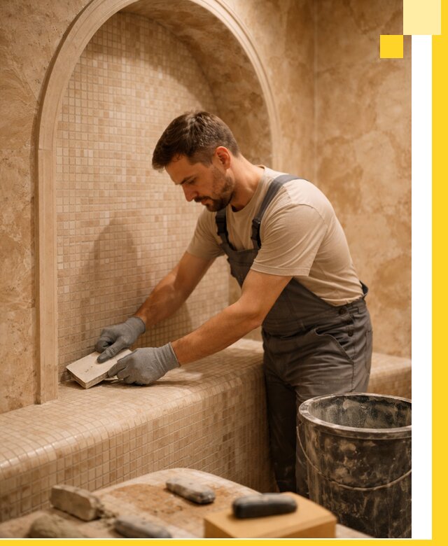 Профессиональная отделка хамамов с мозаикой под ключ в Южном-Сахалинске